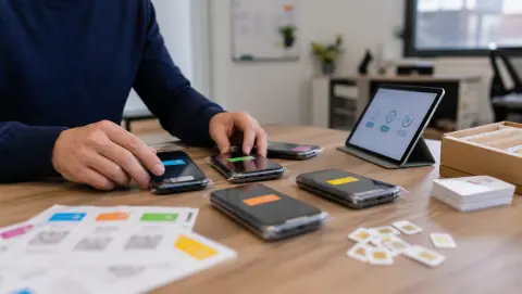 préparation de smartphones professionnels avec cartes SIM et activation eSIM