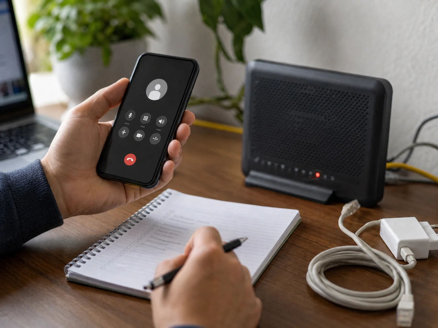 Appel au support opérateur pendant une panne fibre en entreprise