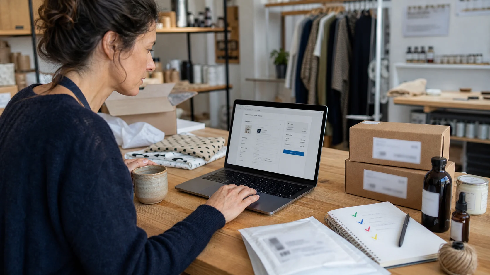 Interface de boutique en ligne gratuite avec colis et paiement