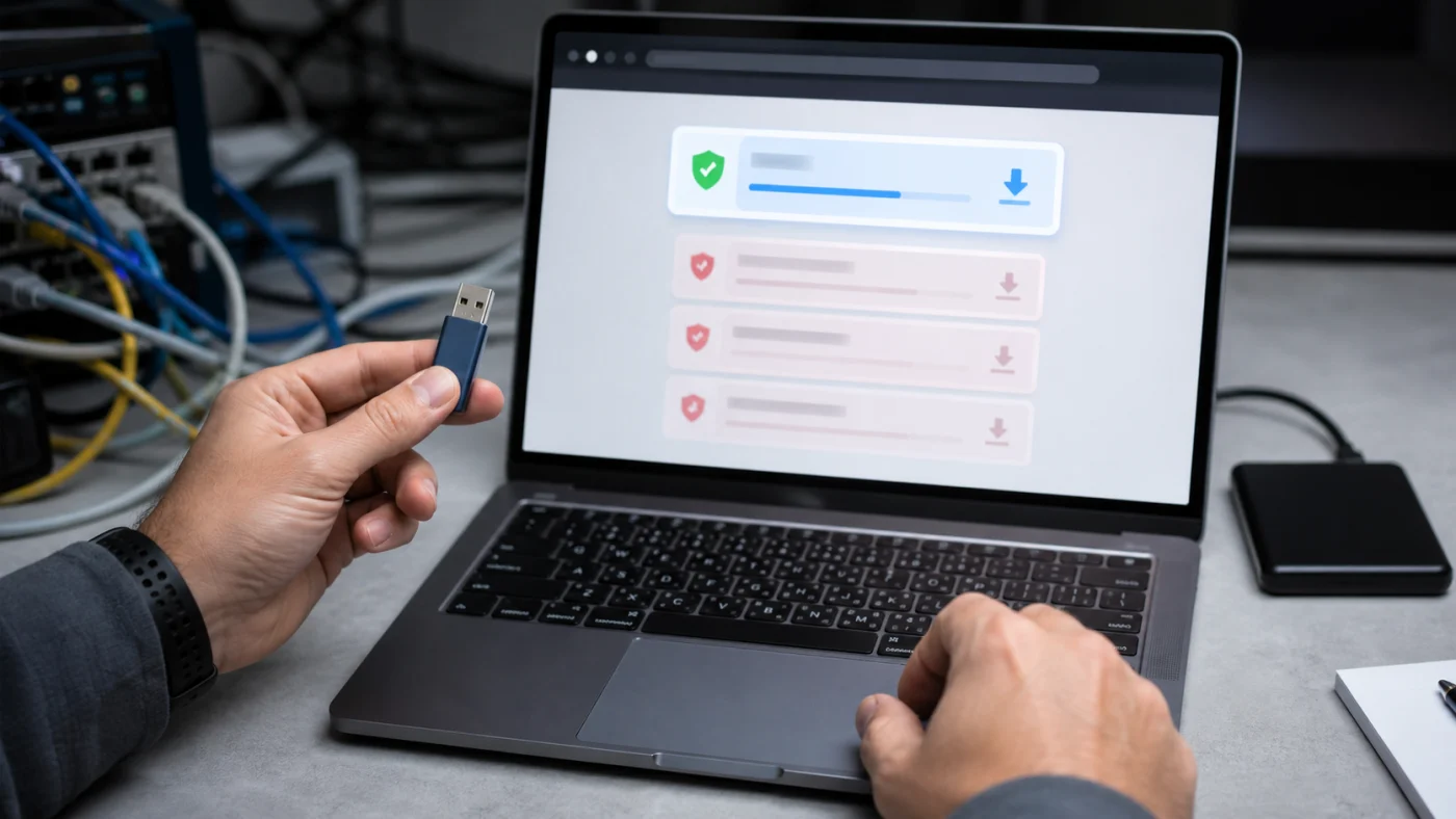 Sélection d’une source de téléchargement Windows fiable avant création d’une clé USB