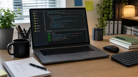 Poste Windows de développement avec terminal et éditeur de code