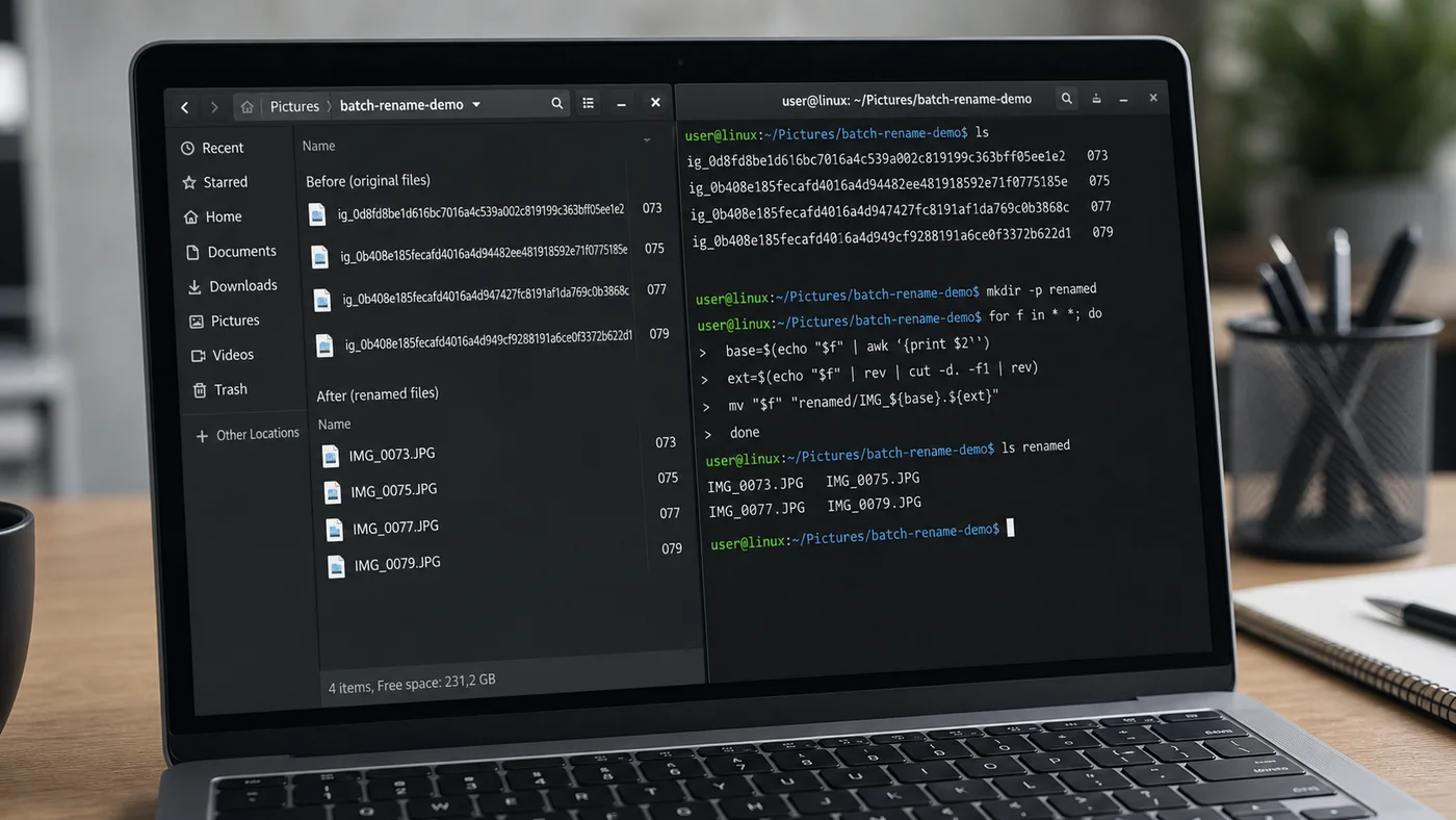 Workflow de renommage Linux