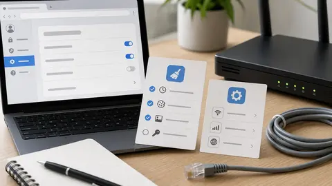 Réglages de navigateur et checklist cache cookies sur un bureau technique