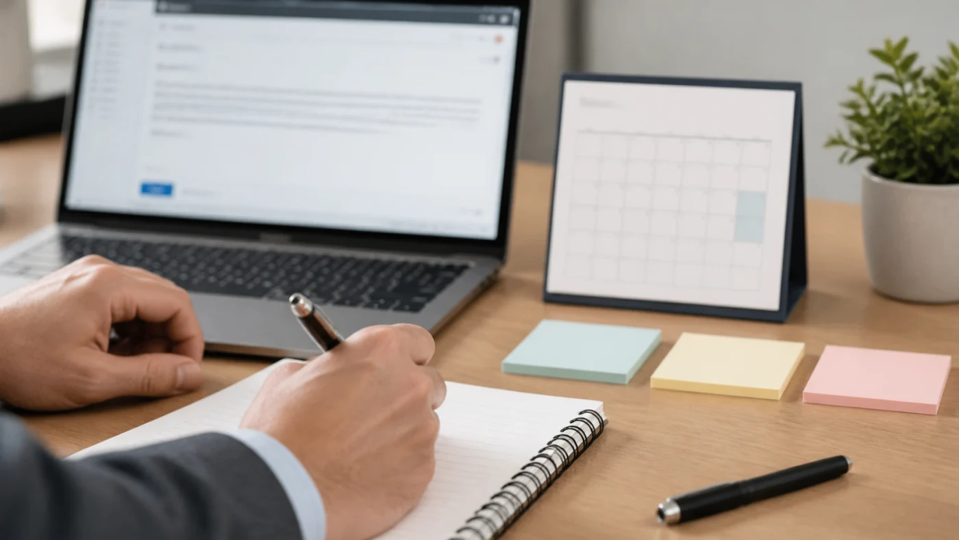 Préparation d’un mail d’annulation avec calendrier et notes