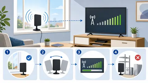 Schéma de réglage d’une antenne TV intérieure avec signal TNT