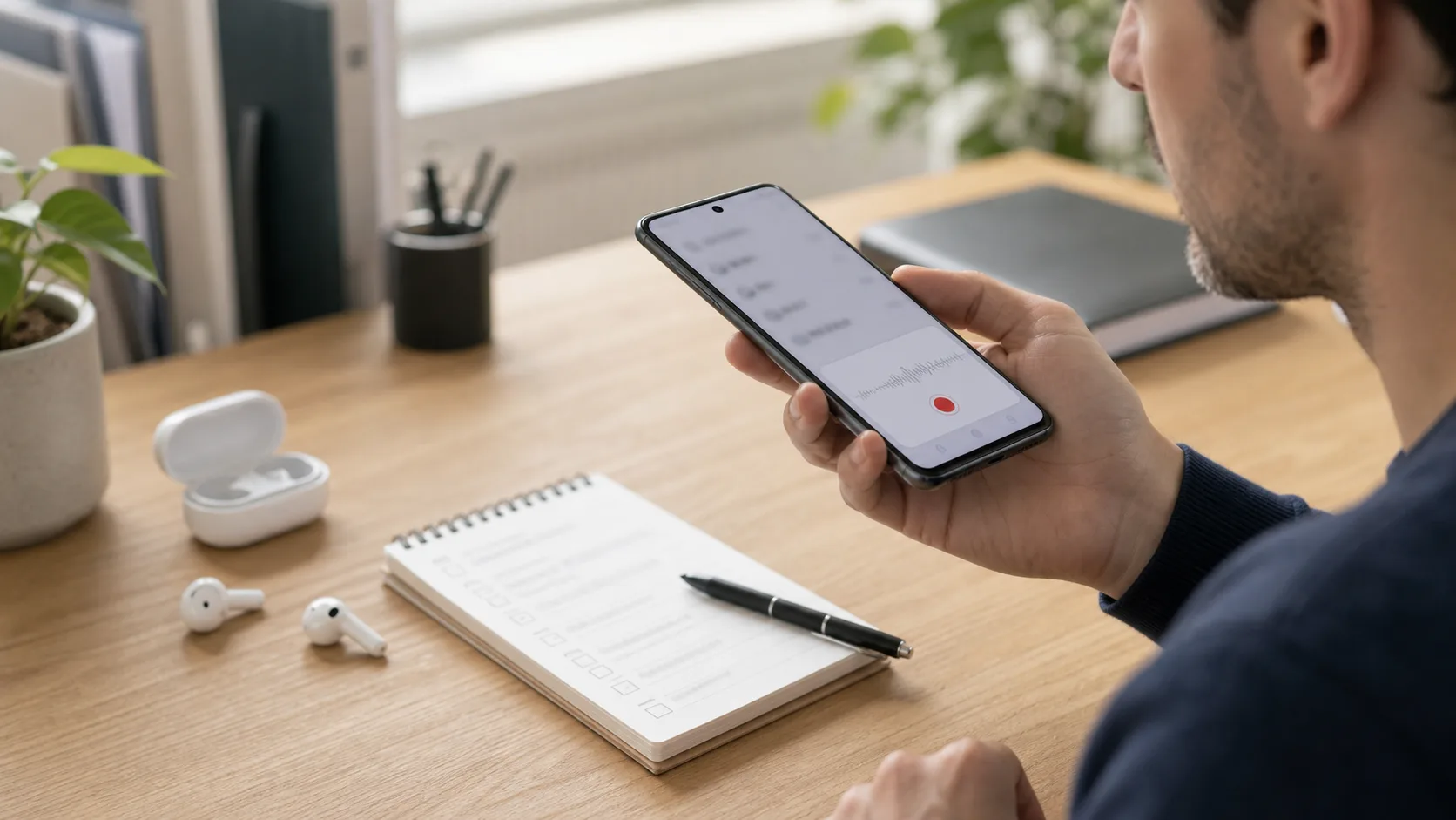 utilisateur configurant la messagerie vocale sur un telephone Samsung