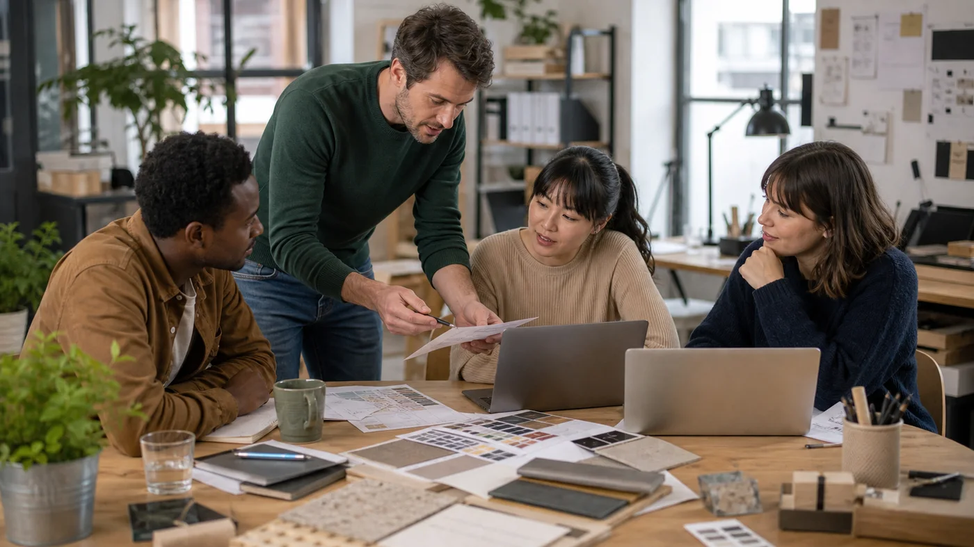 equipe creative accompagnant un nouveau collaborateur en mentorat