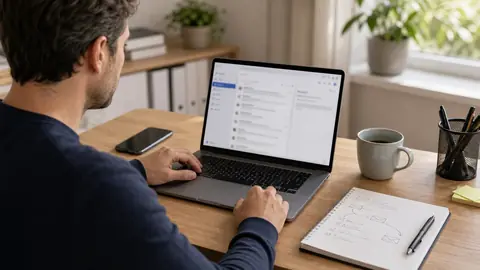 professionnel consultant une messagerie webmail sur ordinateur portable