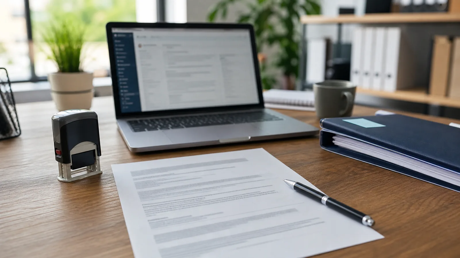 Préparation d’une attestation employeur sur un bureau RH
