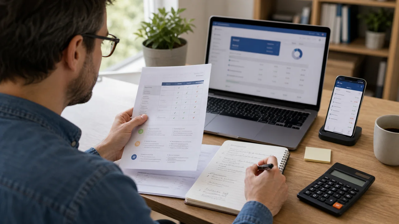 Comparaison de frais bancaires et notes de support client