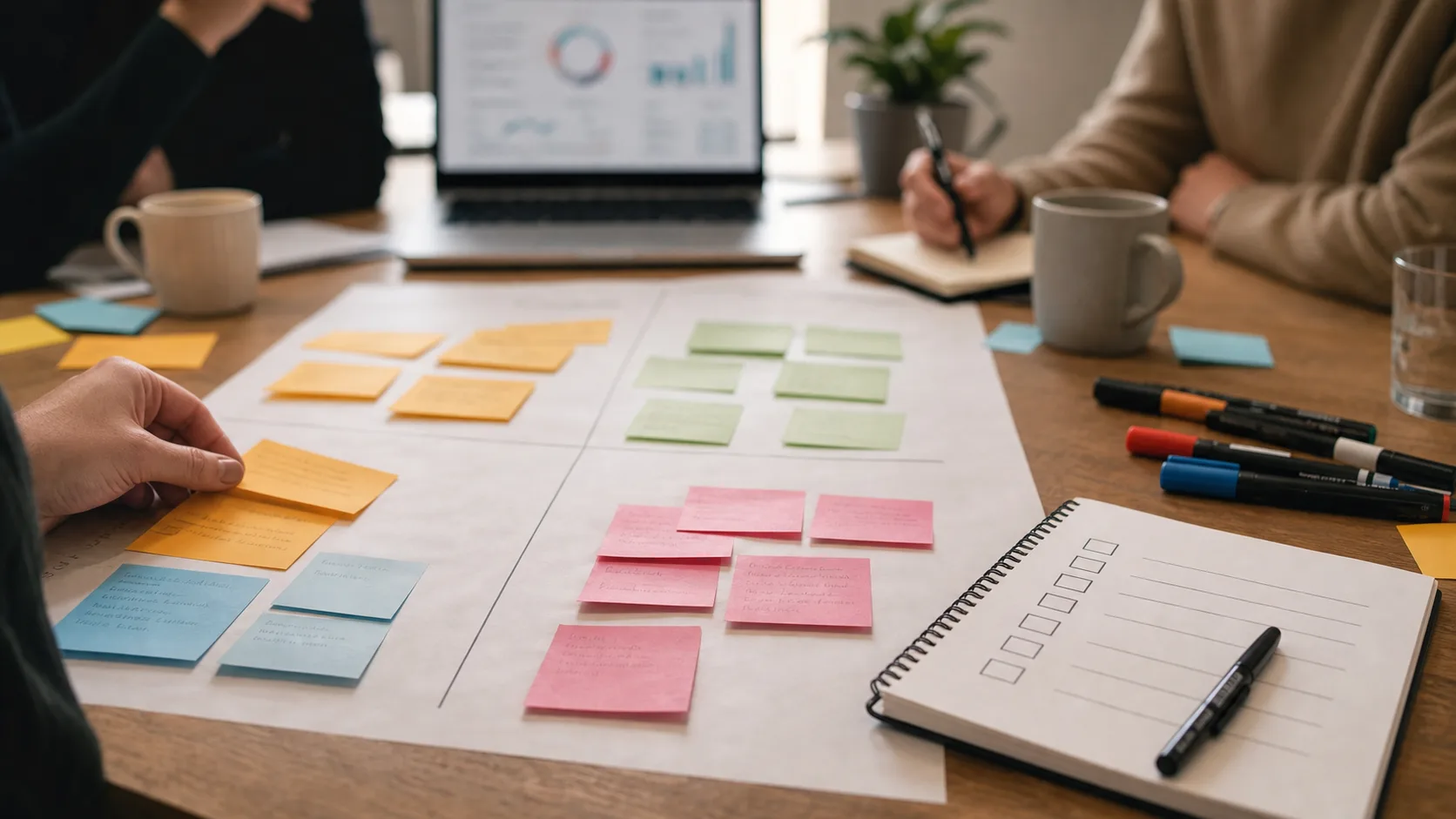 table de travail avec plan d action après analyse SWOT