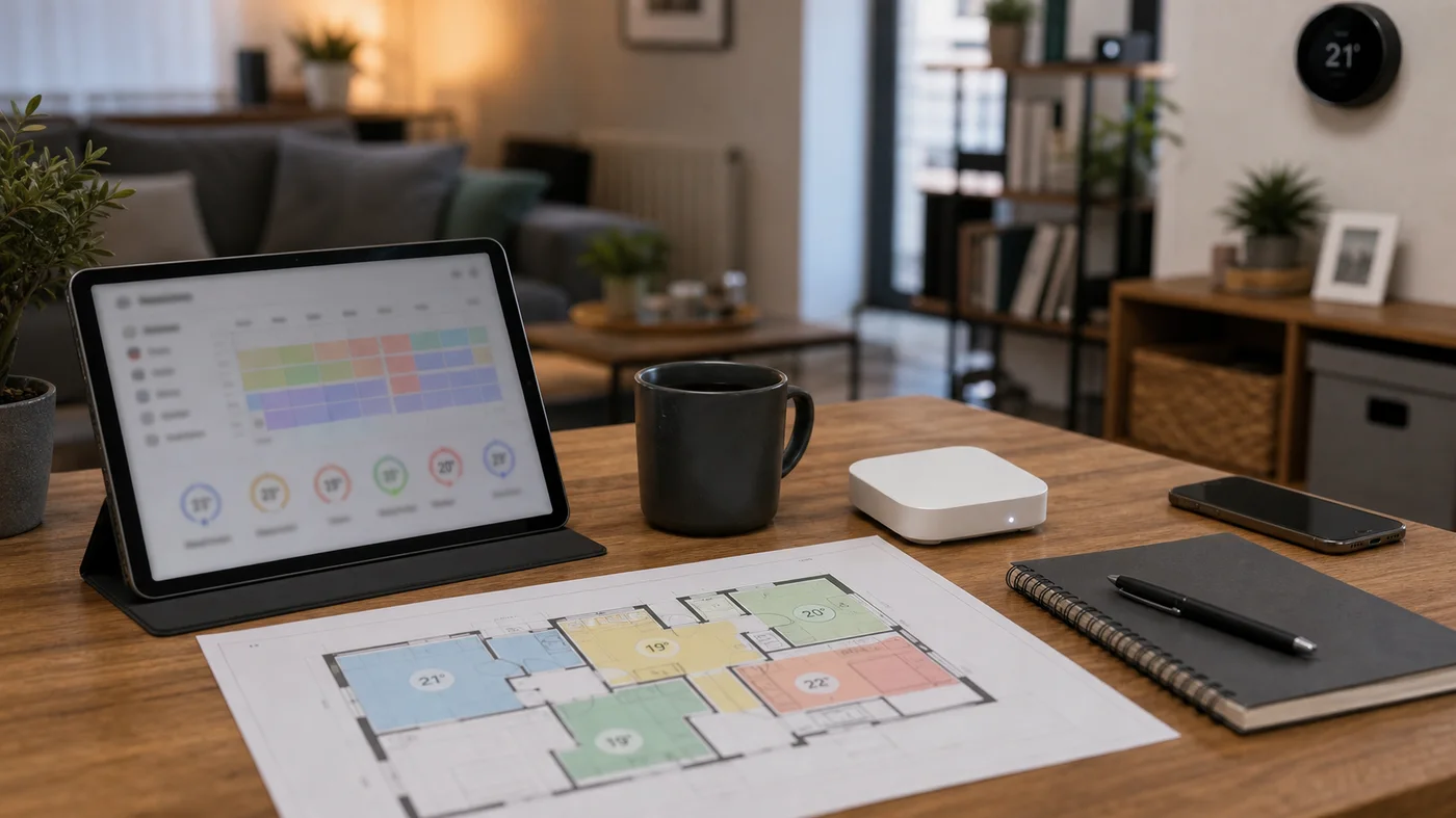 programmation du chauffage piece par piece sur tablette