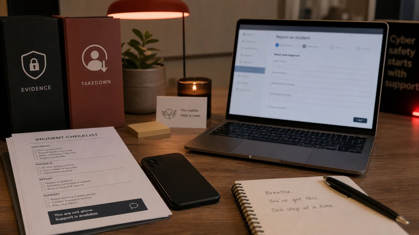 checklist de preuves et demande de retrait de contenu en ligne