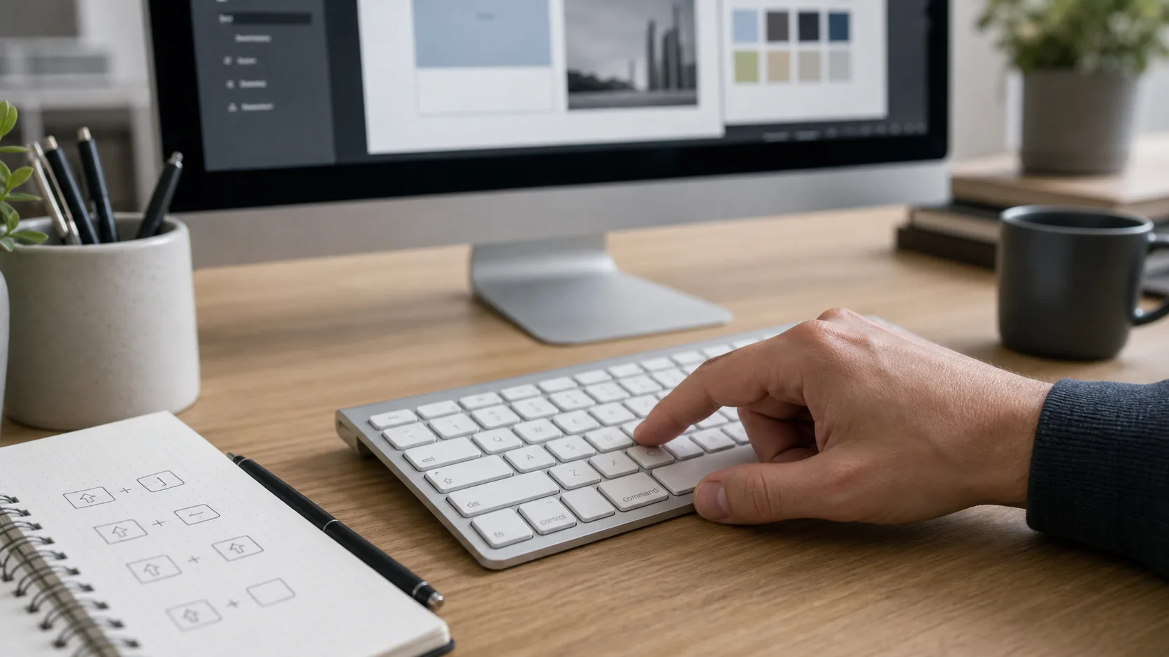 main utilisant un raccourci clavier Mac avec Shift et Commande
