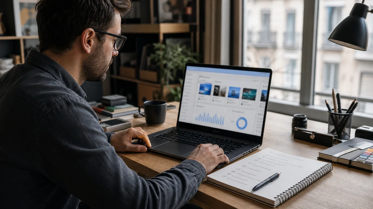 Développeur consultant une fiche d application Windows dans un studio