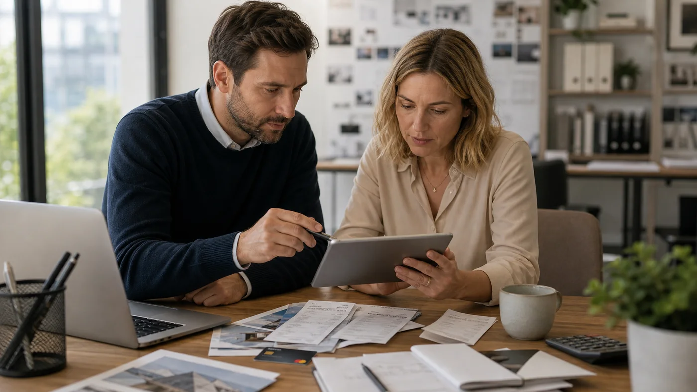 petite equipe validant des depenses et factures professionnelles
