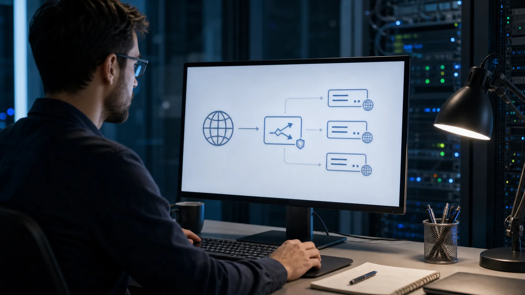schema floute de reverse proxy repartissant des requetes vers plusieurs serveurs