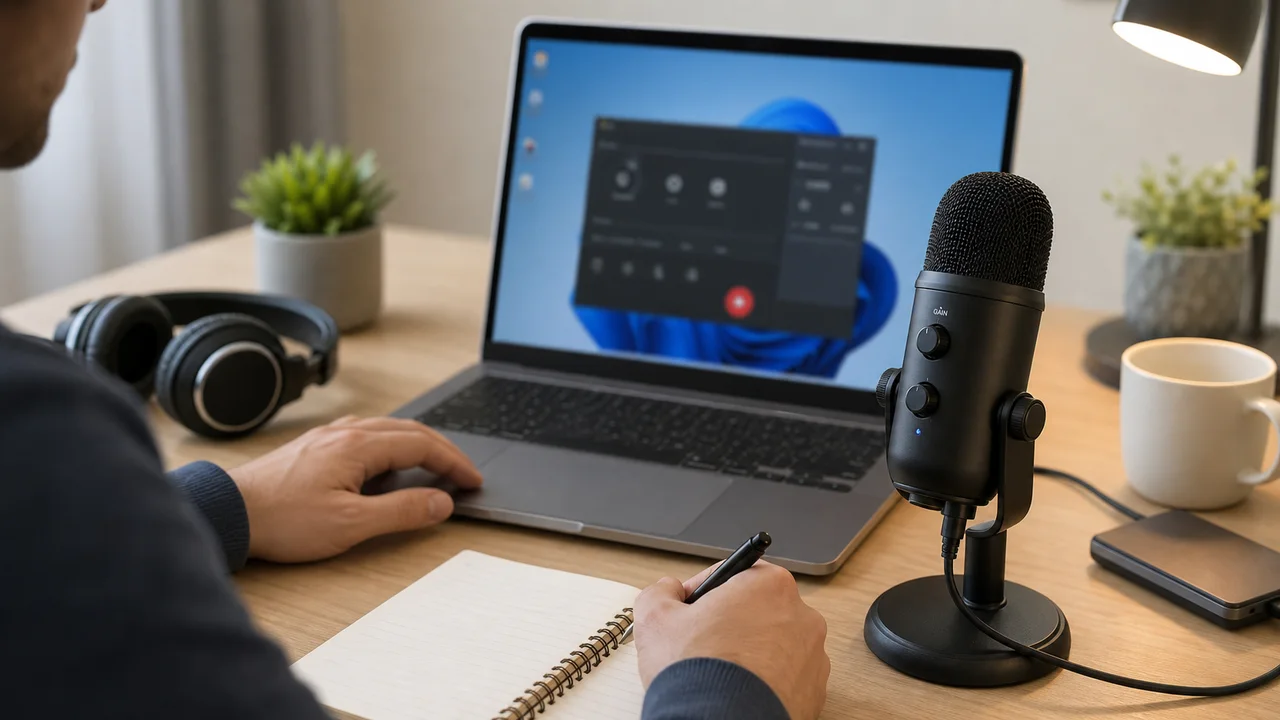 Microphone et ordinateur pour preparer l audio d une capture video