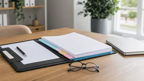 Dossier de procédure RH posé sur un bureau