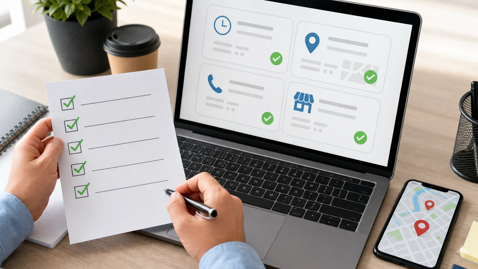 Checklist de création d'un profil Google Business sans texte lisible