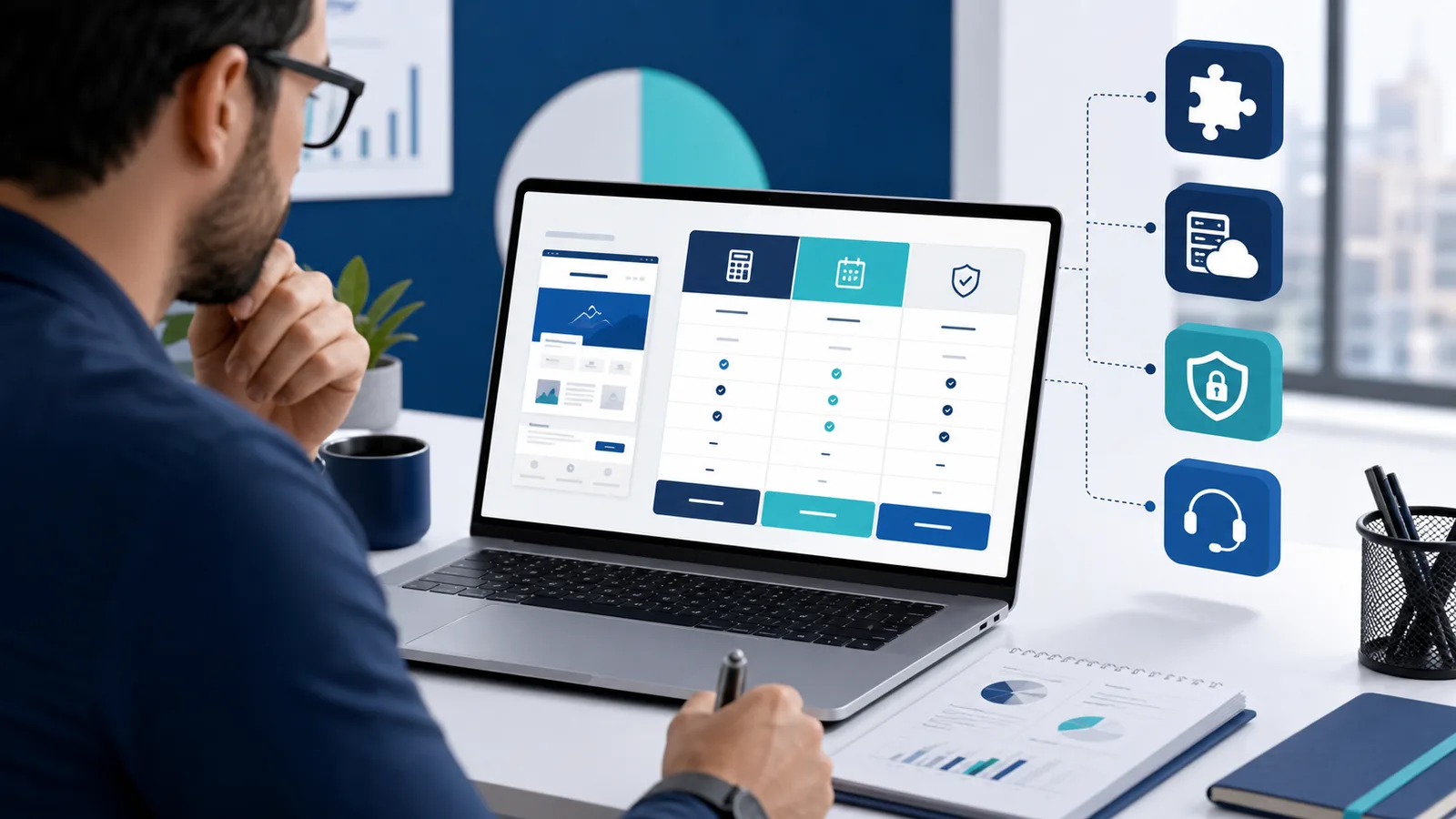 consultant comparant un devis WordPress et un budget annuel de maintenance