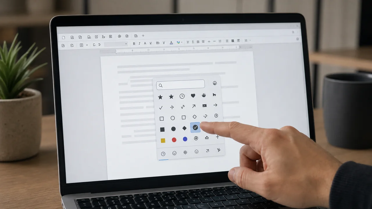 Visualiseur d’emoji et symboles ouvert dans un document sur Mac