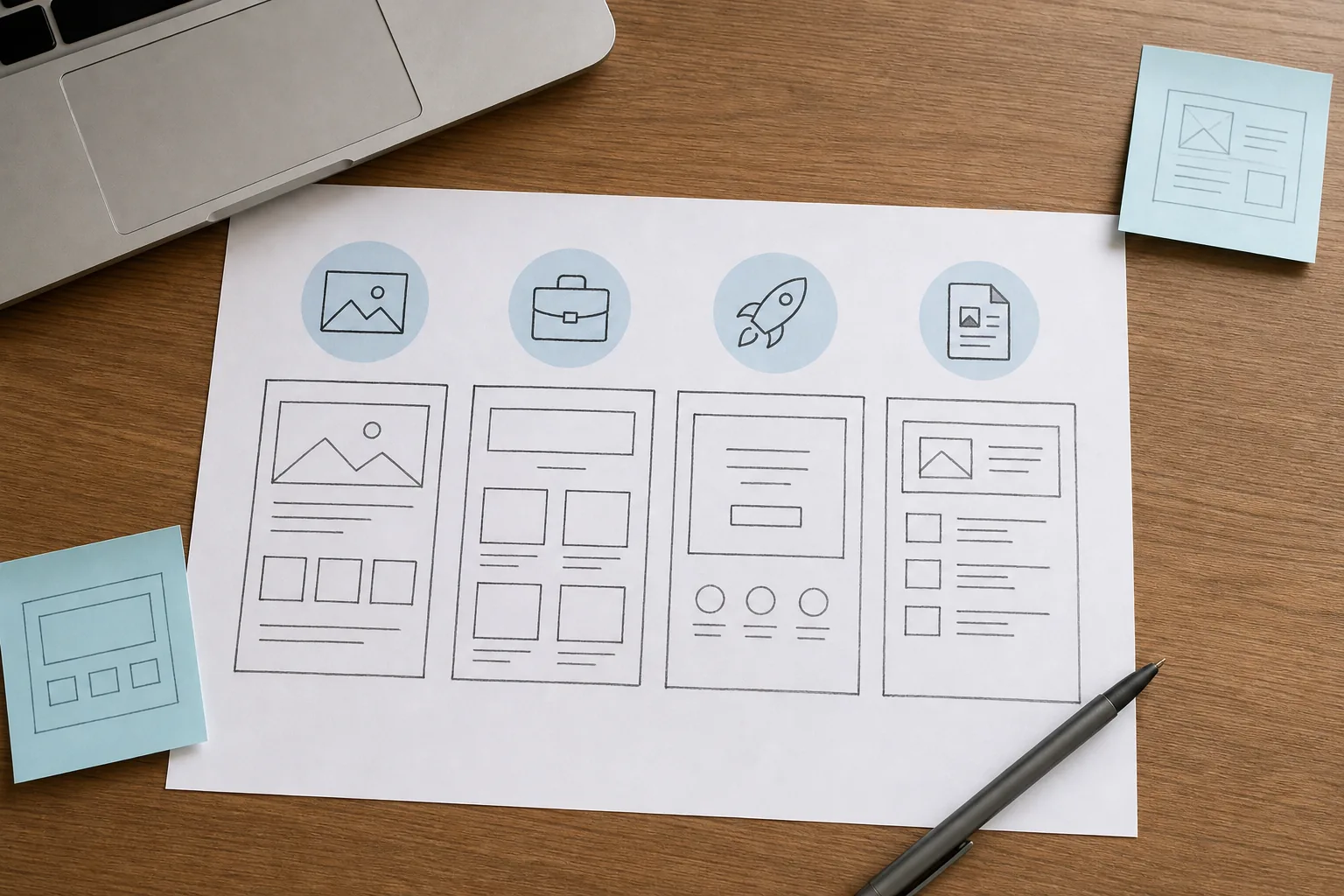 Plan de site internet gratuit avec maquettes de pages simples