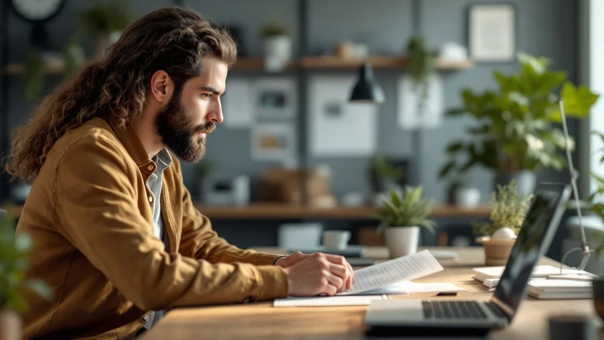 Responsable comparant une offre de logiciel d’entreprise dans un bureau