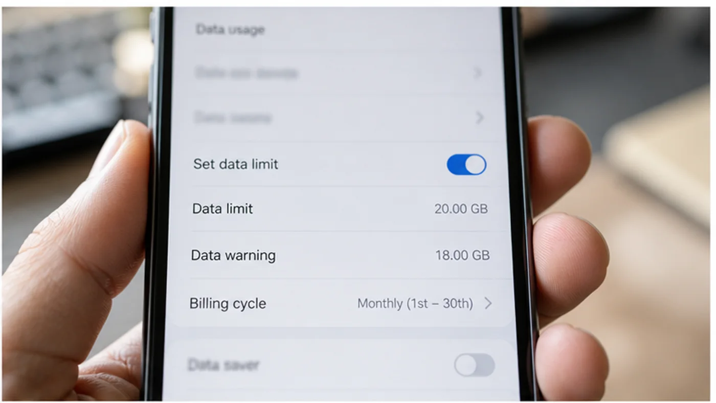 réglage de limite de données mobiles sur smartphone