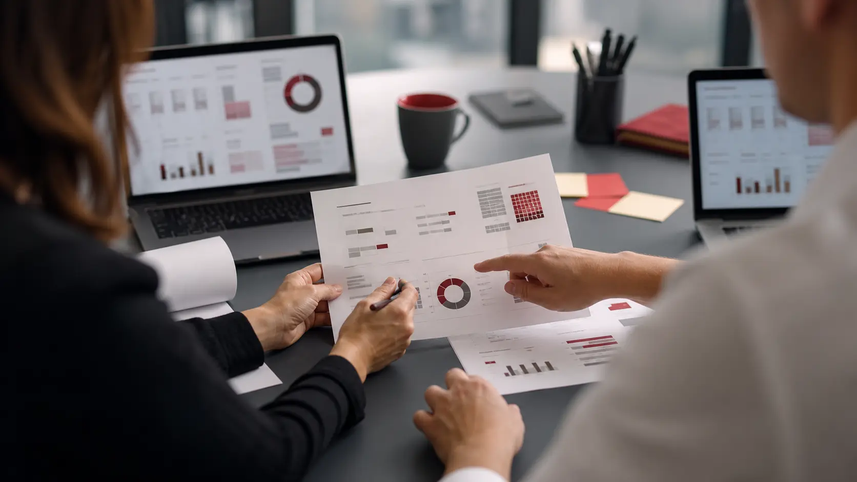Equipe marketing B2B analysant des données d entreprises avant une campagne de prospection