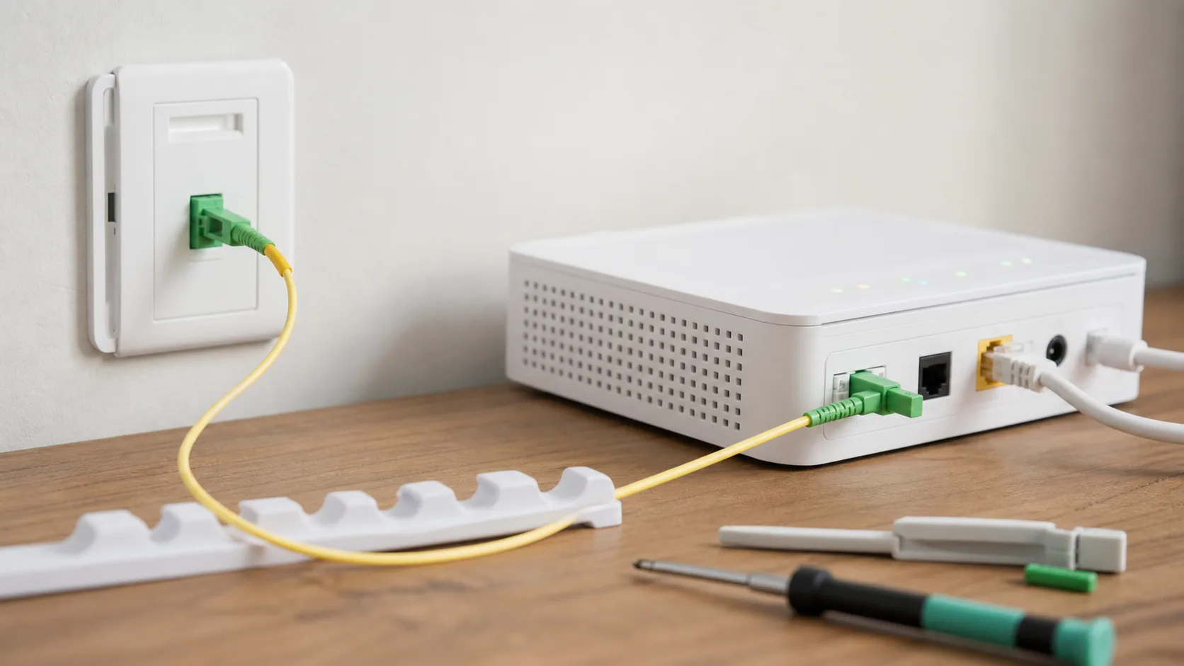 Prise optique et boîtier fibre avec jarretière courbée sans tension pour diagnostic