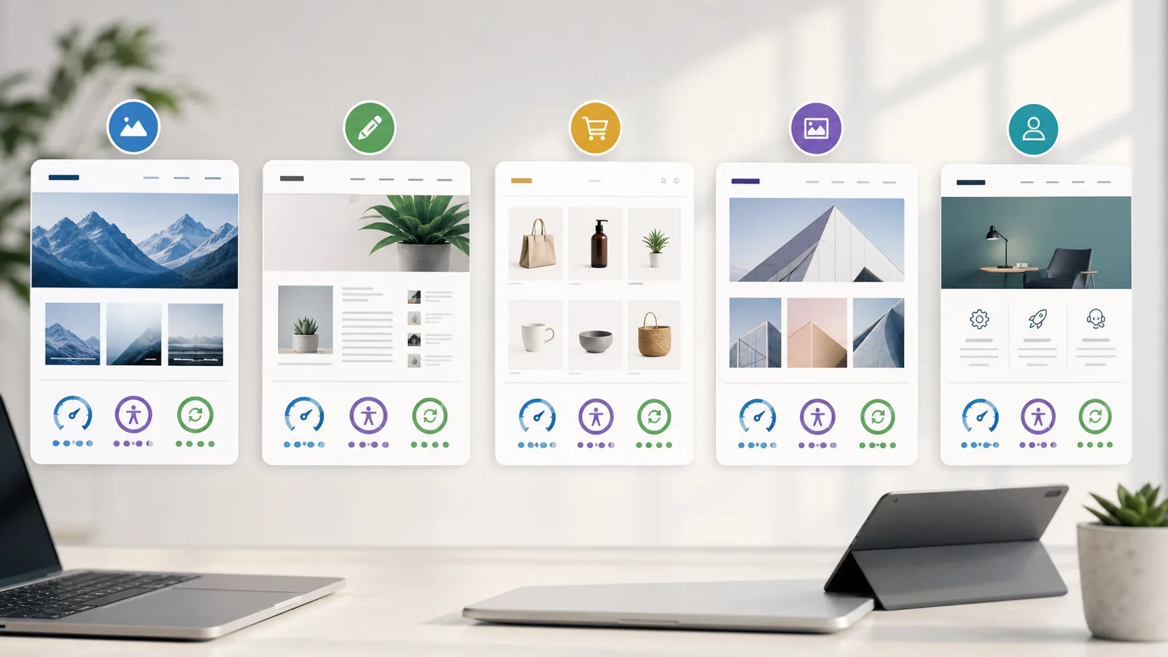 Cartes de comparaison pour choisir un thème WordPress gratuit selon le projet